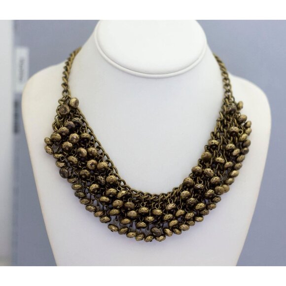 18 inch, Vintage Nautical Bronze Tone Bib Necklace - CL1 - Picture 1 of 3